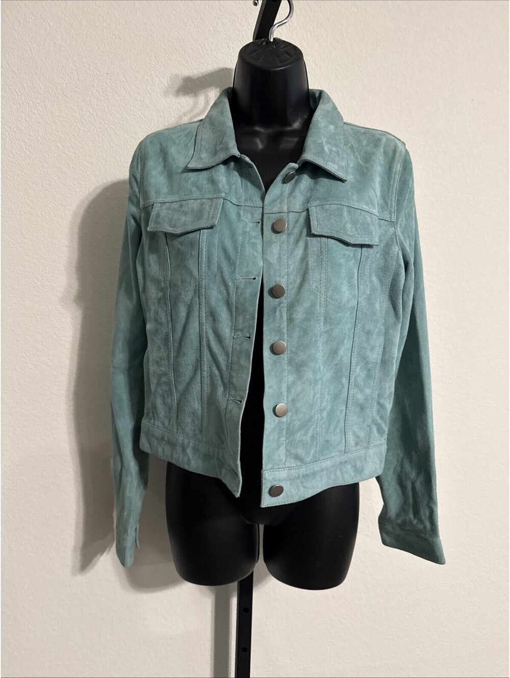 Bano EeMee Women Suede Collared Jacket Long Sleeve Button Size 6
